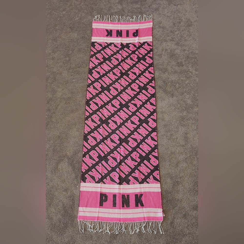 PINK Victoria's Secret Black and Pink Scarf